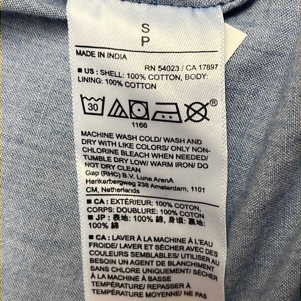 Banana Republic Blue Chambray Lined Bubble Sleeve Button Down Shirt- Small - Picture 11 of 12